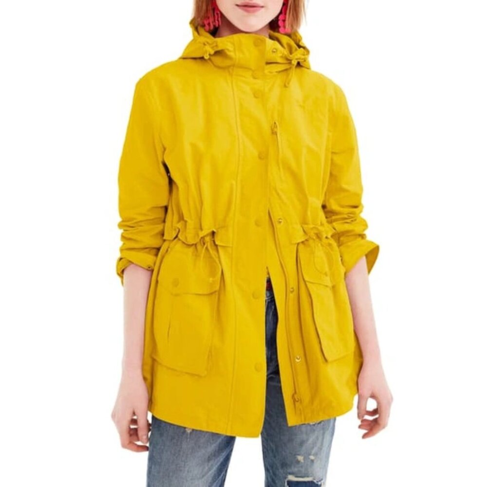 J. Crew Perfect Rain Jacket In Dazzling Sun ModeSens Outdoor Size Medium Tall
